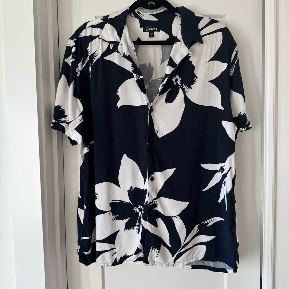 Express navy and white Button Down Shirt